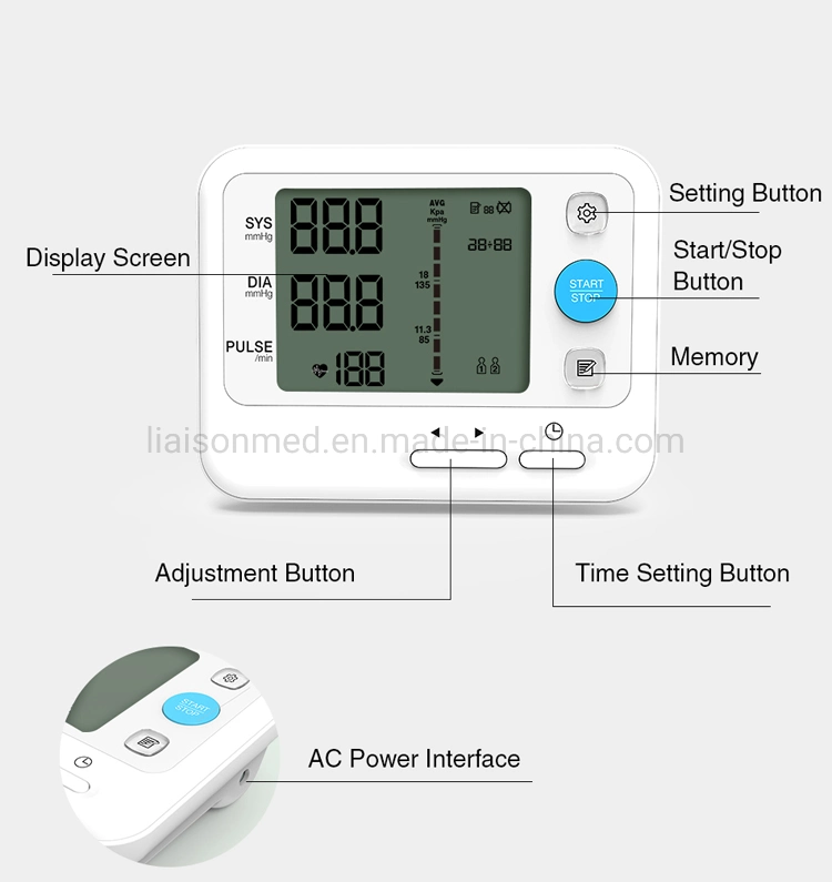 Mn-Bp002 Electronic Digital Portable High Heart Rate Stethoscope Sphygmomanomet Upper Arm Bp Blood Pressure Monitor