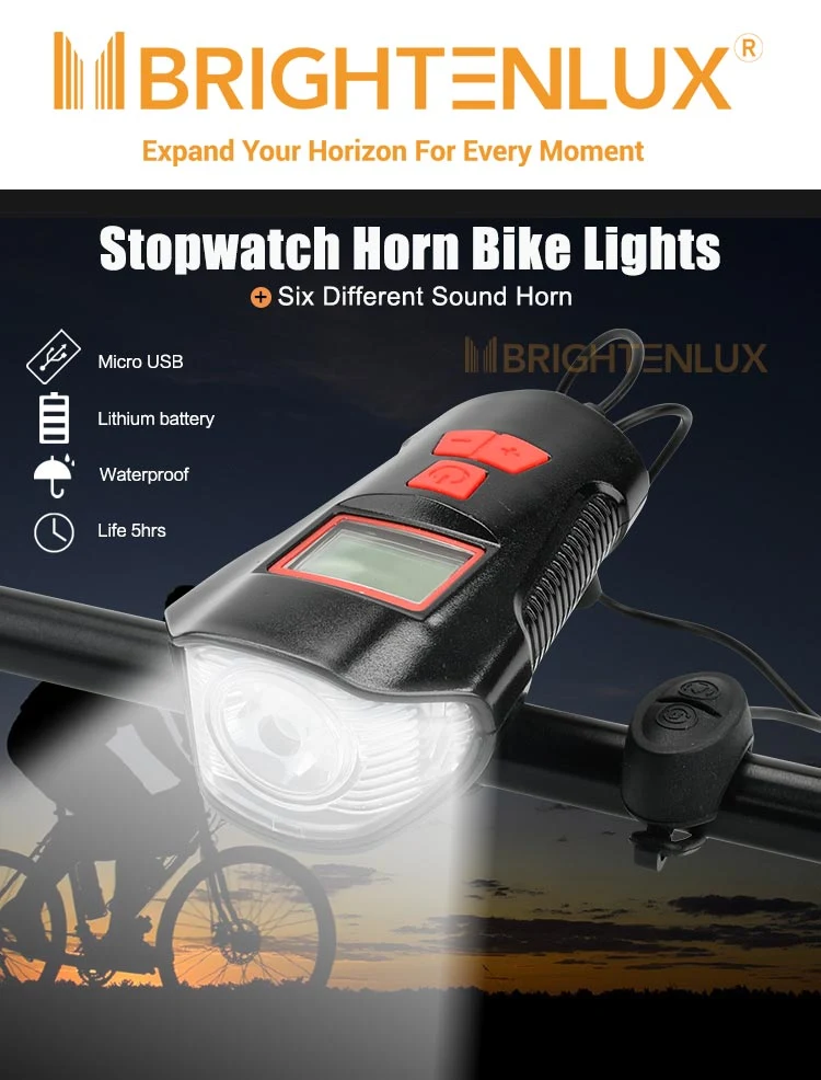 Brightenlux Bicycle Light Manufacturer Wholsale USB Rechargeable Front Bike Light with Bell Horn