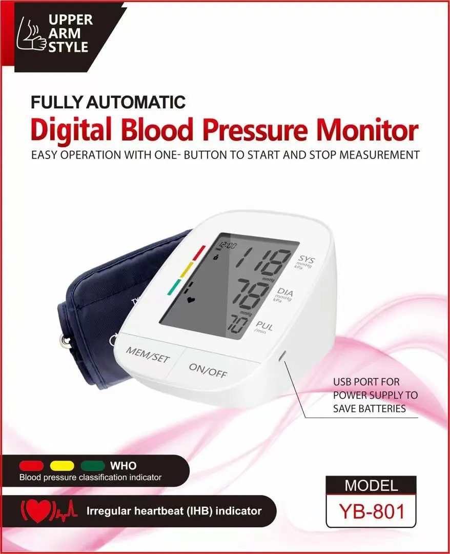 Brazo digital Brazalete electrónico Bp Aparato Medidor de frecuencia cardíaca Tonómetro Monitor de presión arterial